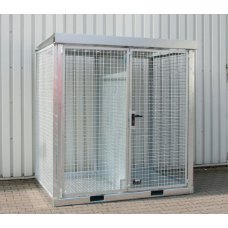 Gasflaschencontainer B2115xT1570xH2260mm verzinkt mit Dach mit Tränenblechboden-Beschreibung lesen