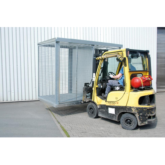 Gasflaschencontainer B3135xT2170xH2260mm verzinkt, mit Dach und Gitterrostboden-Beschreibung lesen