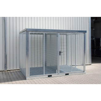 Gasflaschencontainer B3135xT2170xH2260mm verzinkt, mit Dach und Gitterrostboden-Beschreibung lesen