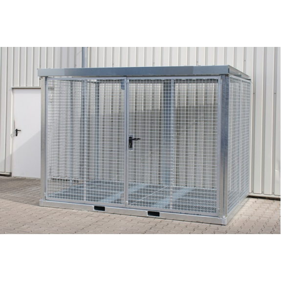 Gasflaschencontainer B3135xT2170xH2260mm verzinkt, mit Dach und Gitterrostboden Gasflaschencontainer B3135xT2170xH2260mm verzinkt, mit Dach und Gitterrostboden-Beschreibung lesen