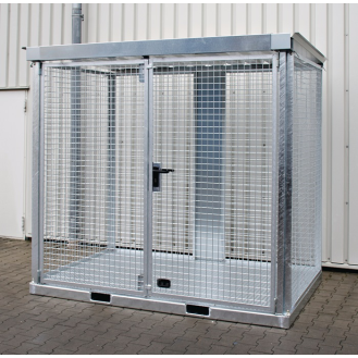 Gasflaschencontainer B2535xT1575xH2260mm verzinkt mit Dach mit Tränenblechboden-Beschreibung lesen