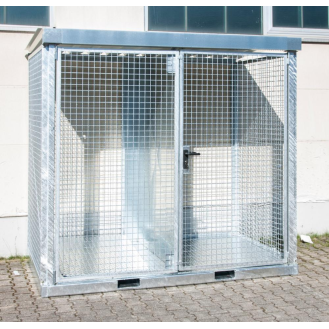 Gasflaschencontainer B2535xT1575xH2260mm verzinkt mit Dach mit Tränenblechboden-Beschreibung lesen