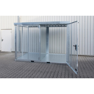 Gasflaschencontainer B3135xT2170xH2260mm verzinkt m.Dach m.Tränenblechboden-Beschreibung lesen
