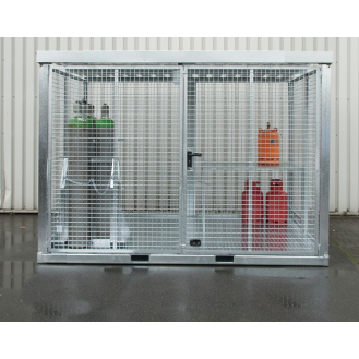 Gasflaschencontainer B3135xT2170xH2260mm verzinkt m.Dach m.Tränenblechboden-Beschreibung lesen