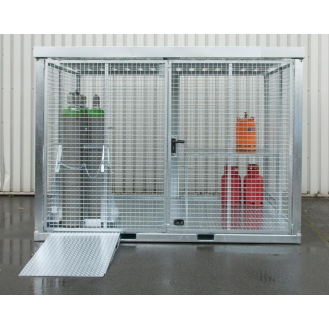 Gasflaschencontainer B3135xT2170xH2260mm verzinkt m.Dach m.Tränenblechboden-Beschreibung lesen