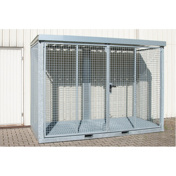 Gasflaschencontainer B3135xT1570xH2260mm verzinkt, mit Dach und Gitterrostboden Gasflaschencontainer B3135xT1570xH2260mm verzinkt, mit Dach und Gitterrostboden-Beschreibung lesen