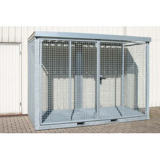 Gasflaschencontainer B3135xT1570xH2260mm verzinkt, mit Dach und Gitterrostboden-Beschreibung lesen