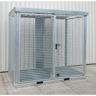 Gasflaschencontainer B2535xT1575xH2260mm verzinkt, mit Dach und Gitterrostboden-Beschreibung lesen