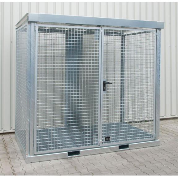 Gasflaschencontainer B2535xT1575xH2260mm verzinkt, mit Dach und Gitterrostboden Gasflaschencontainer B2535xT1575xH2260mm verzinkt, mit Dach und Gitterrostboden-Beschreibung lesen