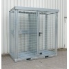 Gasflaschencontainer B2115xT1570xH2260mm verzinkt, mit Dach und Gitterrostboden