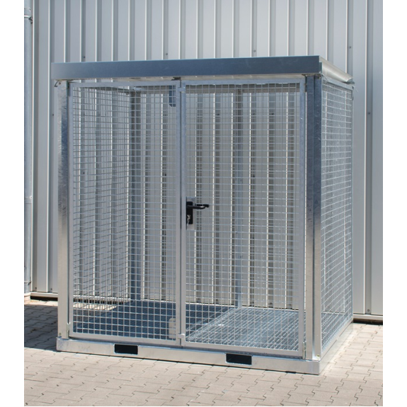 Gasflaschencontainer B2115xT1570xH2260mm verzinkt, mit Dach und Gitterrostboden Gasflaschencontainer B2115xT1570xH2260mm verzinkt, mit Dach und Gitterrostboden-Beschreibung lesen
