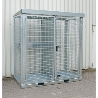 Gasflaschencontainer B2115xT1570xH2260mm verzinkt, mit Dach und Gitterrostboden-Beschreibung lesen