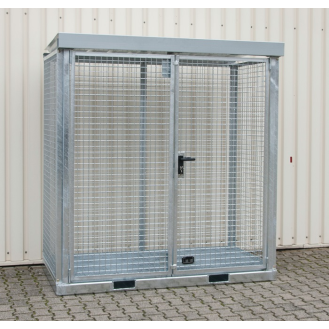 Gasflaschencontainer B2115xT1155xH2260mm verzinkt, mit Dach und Gitterrostboden-Beschreibung lesen