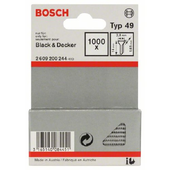 Tackerstift Typ 49, 2,8 x 1,65 x 14 mm Tackerstift Typ 49, 2,8 x 1,65 x 14 mm-Beschreibung lesen