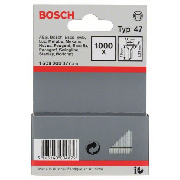 Tackernagel Typ 47, 1,8 x 1,27 x 19 mm, 1000er-Pack Tackernagel Typ 47, 1,8 x 1,27 x 19 mm, 1000er-Pack-Beschreibung lesen