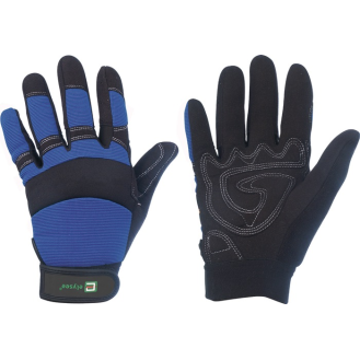 Kunstlederhandschuhe ter Gr.10 schwarz/blau Kunstleder-Beschreibung lesen