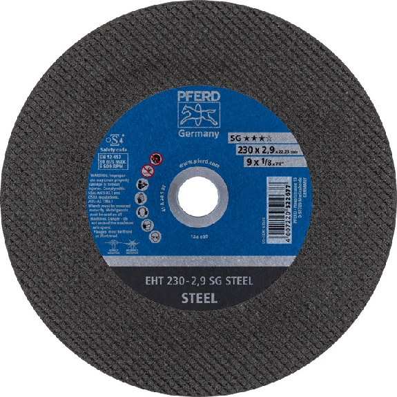 Trennscheibe SG STEEL D230x2,9mm ger.STA Bohr.22,2m Trennscheibe SG STEEL D230x2,9mm ger.STA Bohr.22,2m-Beschreibung lesen