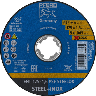 Trennscheibe X-LOCK PSF STEELOX D125x1,6mm ger.INOX Bohr.22,2m-Beschreibung lesen