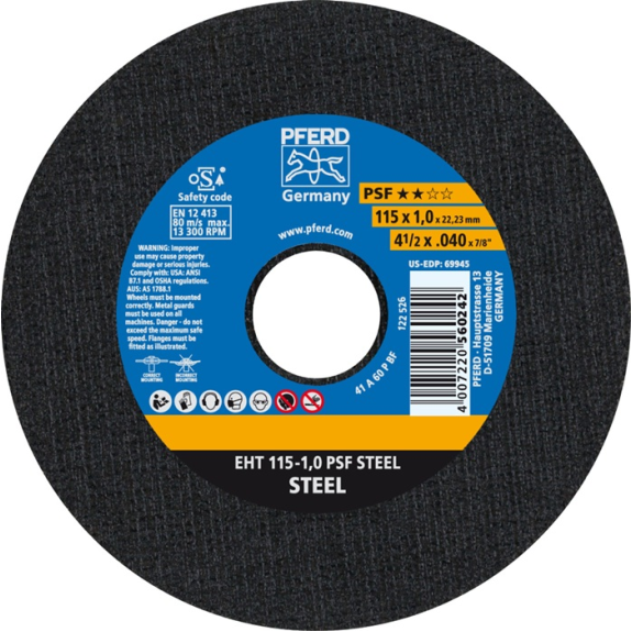 Trennscheibe PSF STEEL D115x1mm ger.STA Bohr.22,2m-Beschreibung lesen