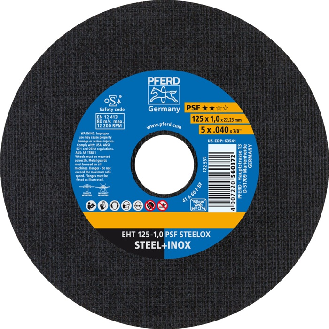 Trennscheibe PSF STEELOX D125x1mm ger.INOX Bohr.22,2m-Beschreibung lesen