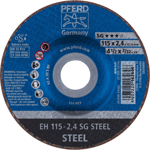 Trennscheibe SG STEEL D115x2,4mm gekr.STA Bohr.22,2m-Beschreibung lesen