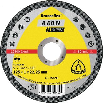Trennscheibe A 60N Supra D125x1mm ger.Alu.Bohr.22,2m-Beschreibung lesen
