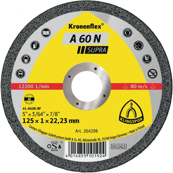 Trennscheibe A 60N Supra D115x1mm ger.Alu.Bohr.22,2m Trennscheibe A 60N Supra D115x1mm ger.Alu.Bohr.22,2m-Beschreibung lesen
