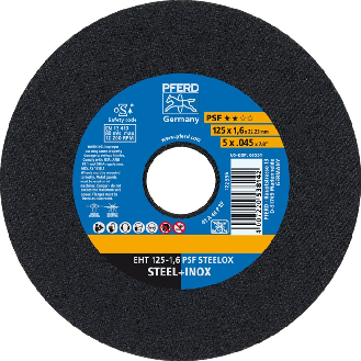Trennscheibe PSF STEELOX D125x1,6mm ger.INOX Bohr.22,2m-Beschreibung lesen