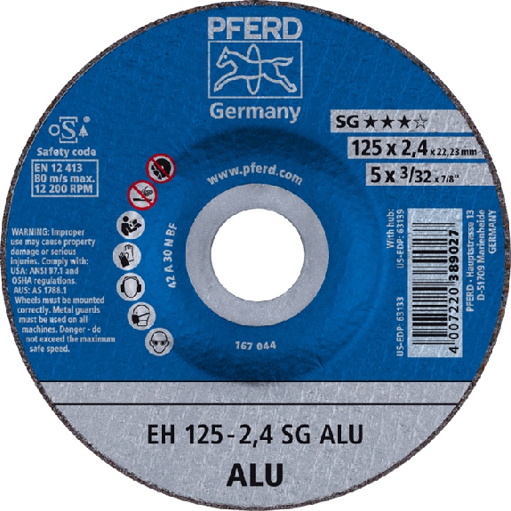 Disque à tronçonner SG ALU D125x2,4mm serti aluminium perçage 22,2m-Lire la description