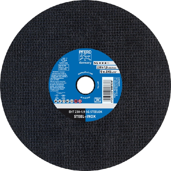 Trennscheibe SG STEELOX D230x1,9mm ger.INOX Bohr.22,2m-Beschreibung lesen