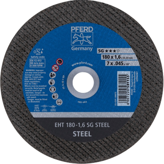Trennscheibe SG ACIER D180x1,6mm ger.STA Bohr.22,2m-Leggi tutto