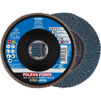 Fächerscheibe POLIFAN Z SG POWER STEELOX D.125mm K.Z-40 radial INOX/Stahl ZK-Beschreibung lesen