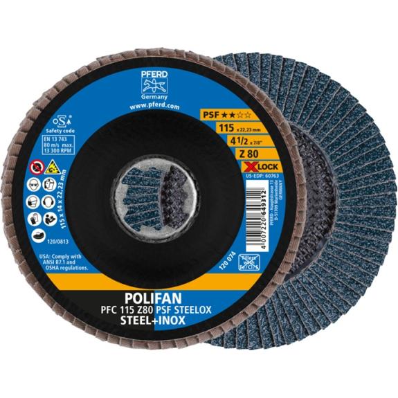 Fächerscheibe X-LOCK PSF Z STEELOX D.115mm K.80 PFC/B/T29 Chanfreinage, débranchement, marche-Leer más