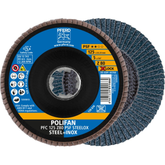 Fächerscheibe X-LOCK PSF Z STEELOX D.125mm K.80 PFC/B/T29 INOX ZK Z-Beschreibung lesen