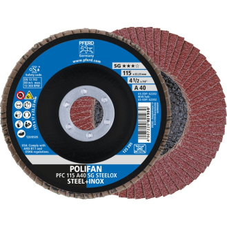 Fächerscheibe POLIFAN A PSF STEELOX D.115mm K.A-40 kon.Stahl/INOX NK-Beschreibung lesen