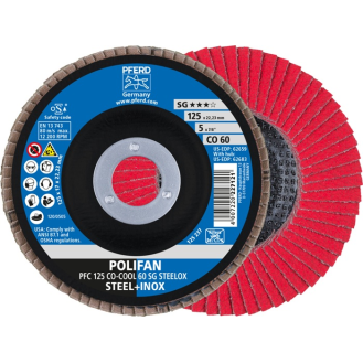 Fächerscheibe POLIFAN CO-COOL SG STEELOX D.125mm K.60 kon.INOX CO-Beschreibung lesen