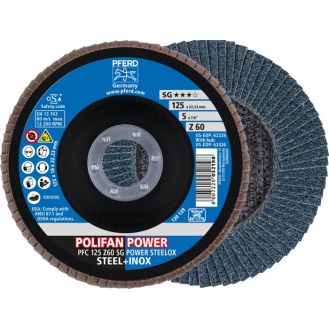 Fächerscheibe POLIFAN Z SG POWER STEELOX D.125mm K.Z-60 kon.INOX ZK-Beschreibung lesen