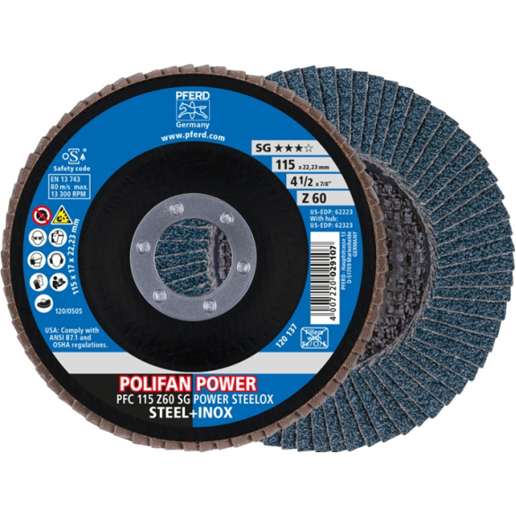 Fächerscheibe POLIFAN Z SG POWER STEELOX D.115mm K.Z-60 kon.INOX ZK-Beschreibung lesen
