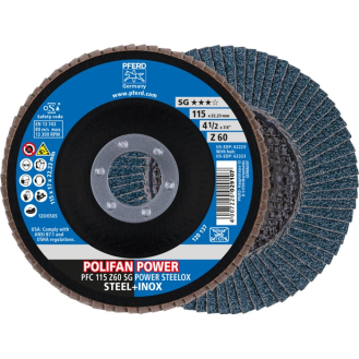 Fächerscheibe POLIFAN Z SG POWER STEELOX D.115mm K.Z-60 kon.INOX ZK-Beschreibung lesen