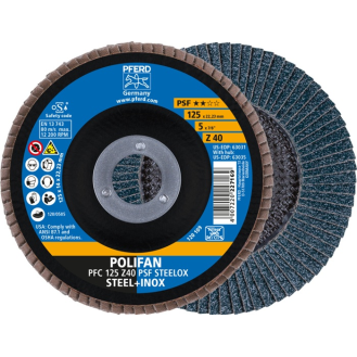 Fächerscheibe POLIFAN Z PSF STEELOX D.125mm K.Z-40 kon.STA/INOX ZK-Beschreibung lesen