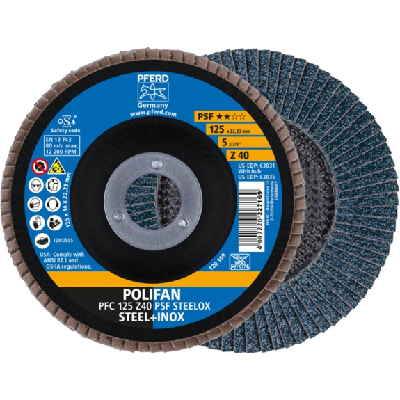 Fächerscheibe POLIFAN Z PSF STEELOX D.180mm K.Z-40 avec STA/INOX ZK-Lire la description