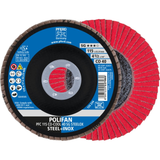 Fächerscheibe POLIFAN CO-COOL SG STEELOX D.115mm K.40 kon.INOX CO-Beschreibung lesen