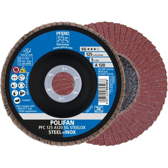 Fächerscheibe POLIFAN A SG STEELOX D.125mm K.A-120 kon.INOX NK Fächerscheibe POLIFAN A SG STEELOX D.125mm K.A-120 kon.INOX NK-Beschreibung lesen