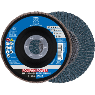 Fächerscheibe POLIFAN Z SG POWER STEELOX D.115mm K.Z-40 fl.INOX ZK-Beschreibung lesen