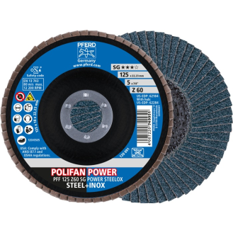 Fächerscheibe POLIFAN Z SG POWER STEELOX D.125mm K.Z-60 fl.INOX ZK-Beschreibung lesen