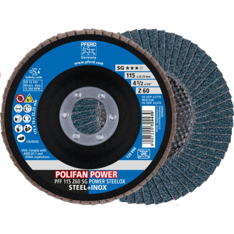 Fächerscheibe POLIFAN Z SG POWER STEELOX D.115mm K.Z-60 fl.INOX ZK-Beschreibung lesen