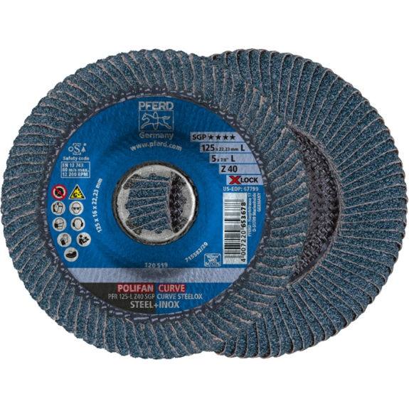 Fächerscheibe POLIFAN SGP CURVE STEELOX D.125mm K.Z-40 radial INOX/Acier ZK-Leggi tutto