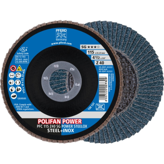 Fächerscheibe POLIFAN Z SG POWER STEELOX D.115mm K.Z-40 kon.INOX ZK-Beschreibung lesen