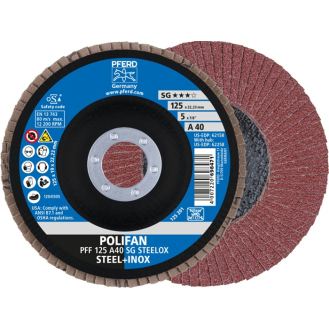 Fächerscheibe POLIFAN A SG STEELOX D.125mm K.A-40 fl.INOX NK-Beschreibung lesen