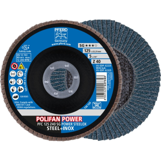 Fächerscheibe POLIFAN Z SG POWER STEELOX D.125mm K.Z-40 kon.INOX ZK-Beschreibung lesen
